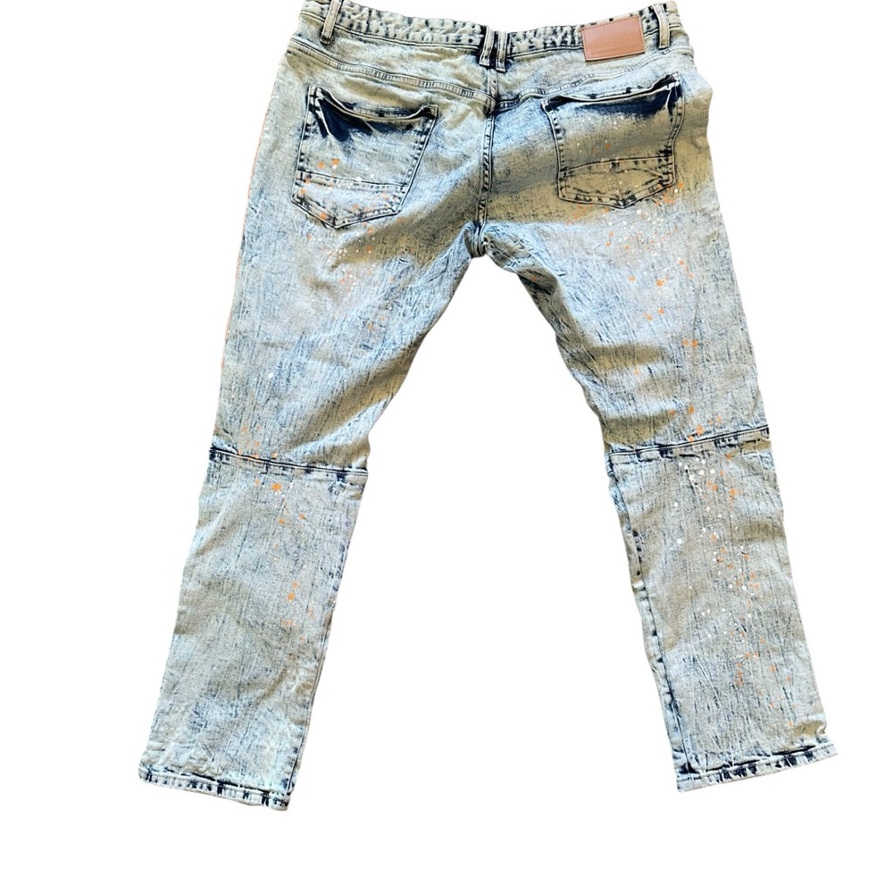 Smoke Rise Jeans Men's 40x32 Moto Pants Distressed Acid Wash Paint Splatter Y2K - Picture 12 of 12